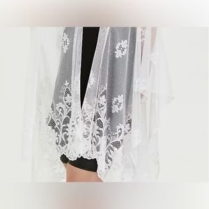 Torrid White Mesh Lace Ruana Embroidered OS NWOT